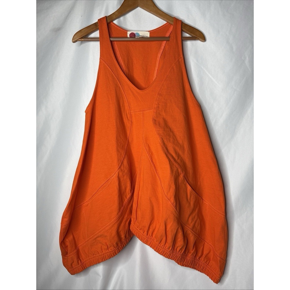 Free People Beach Cory Sleeveless Tunic Top Womens XS Bright Orange Cotton Tank‎